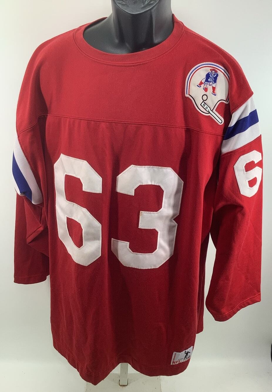 Vintage New England Patriots Stall Dean Jersey Shirt 3XL Red Throwback 63